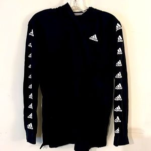 Adidas Black Hoodie Graphic Sleeves Sz Large
